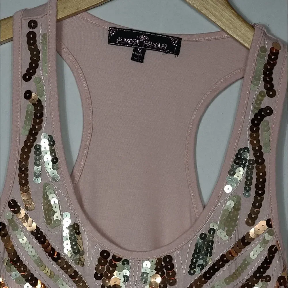 Almost Famous Pink Sequin Tank Top